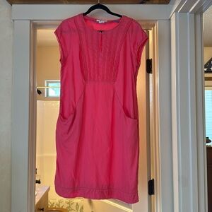 Boden Jessica Cap Sleeve Linen Shift Dress Pink Size 10 L